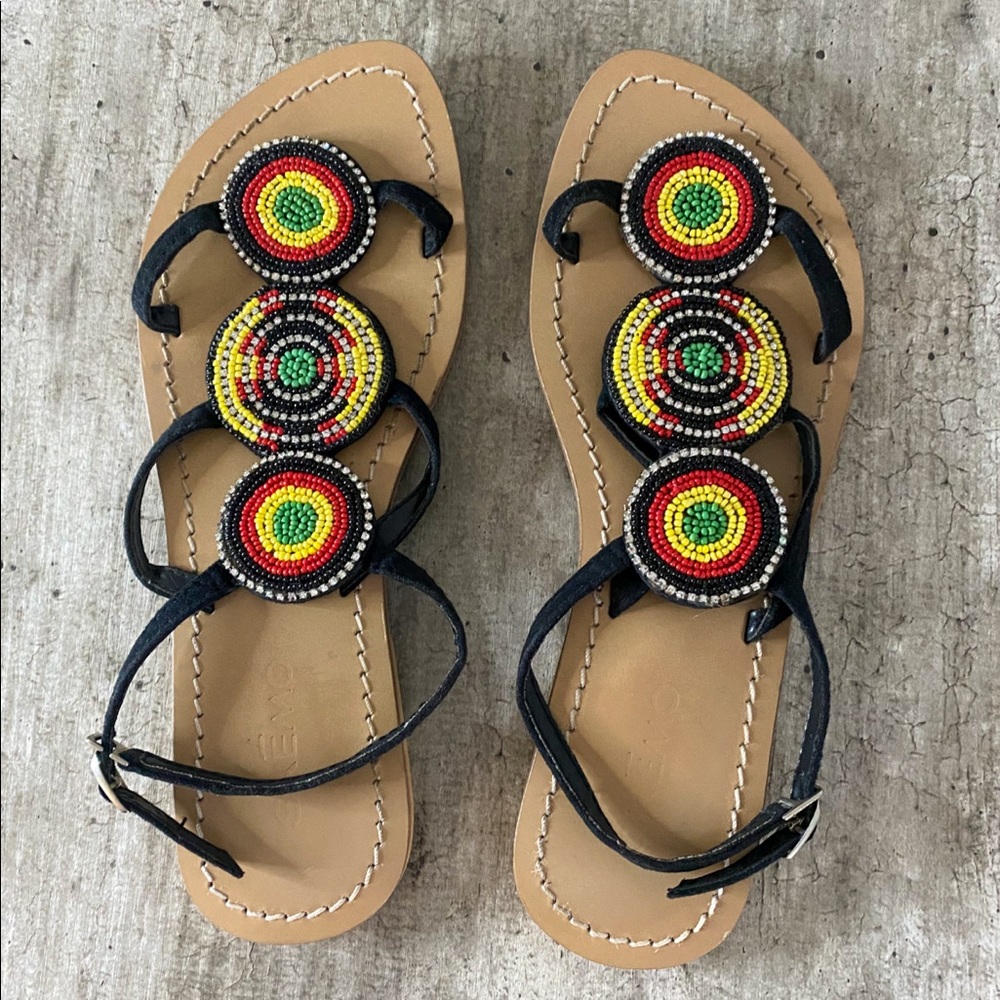 Skemo Boho Style Ankle Buckle Flat Sandals